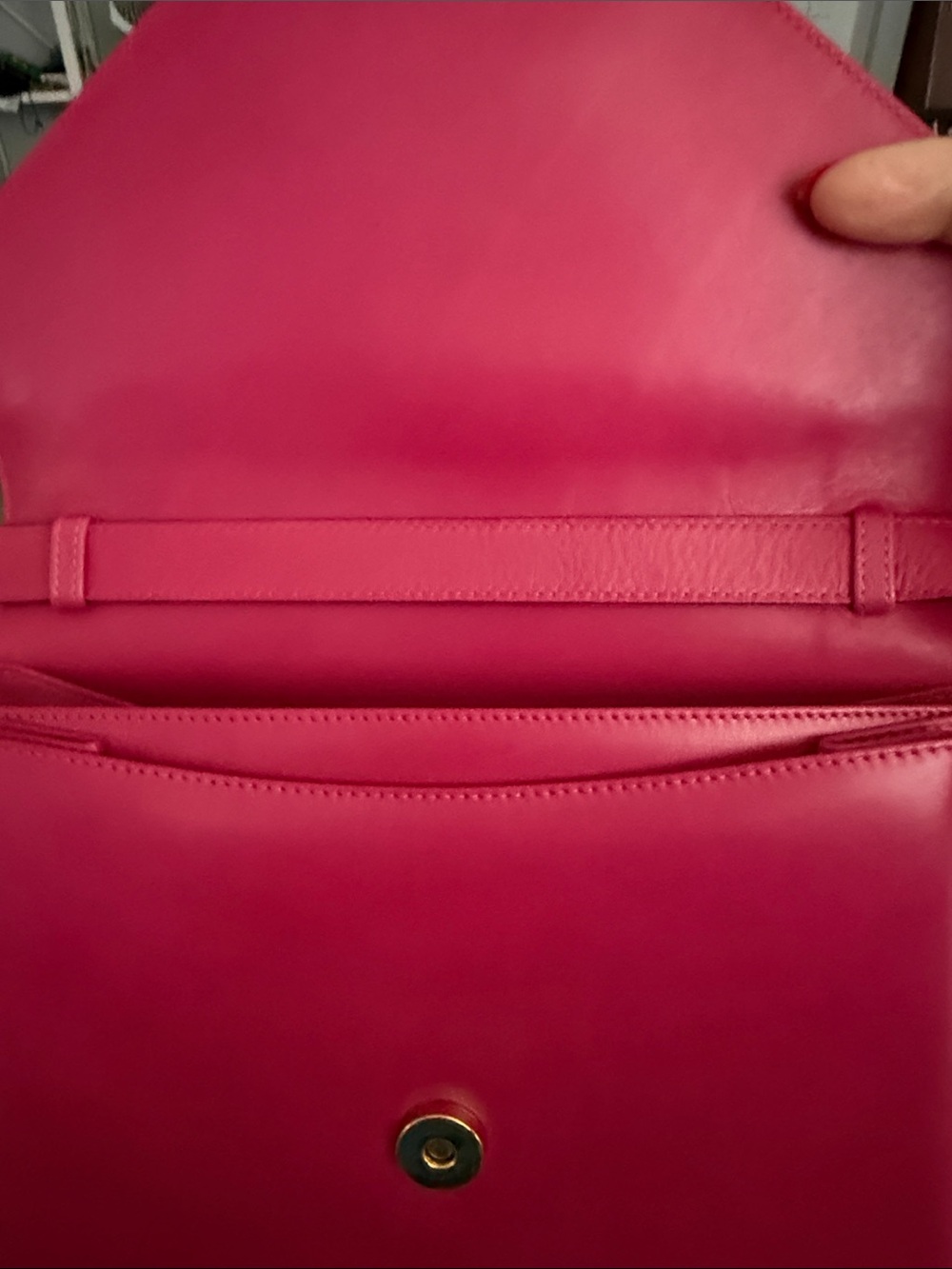 Salvatore Ferragamo Fuchsia Leather Envelope Crossbody with Gold Medallion - Picture 6 of 13